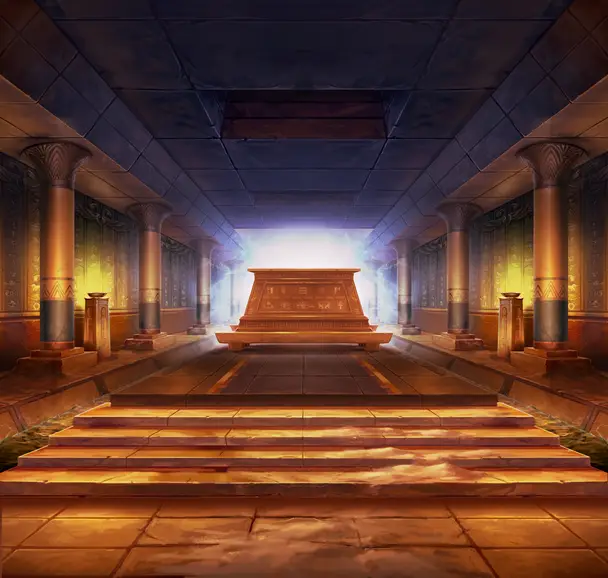 Goldener Tempelgang als Slot-Hintergrundmotiv